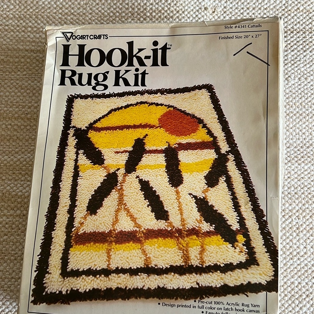 Vintage Vogart Rug Hooking Kit Cattails